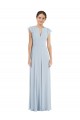 Chiffon V-Back Long Bateau Neck A-Line Formal Dress