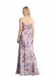 Stretch Satin & Floral Long Cowl Neck A-Line Formal Dress