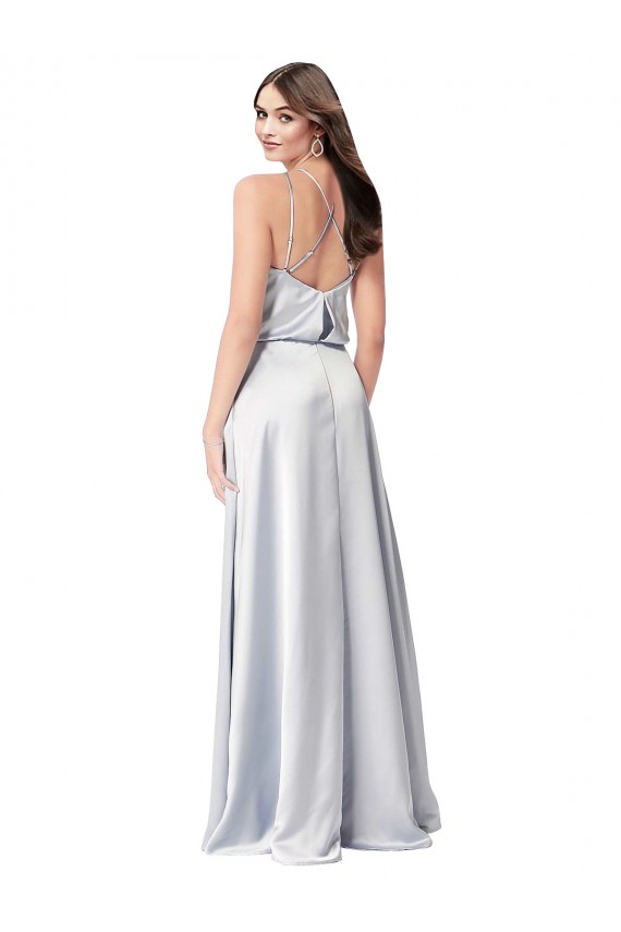 Silky Satin Low Back Long Halter Neck A-Line Formal Gowns