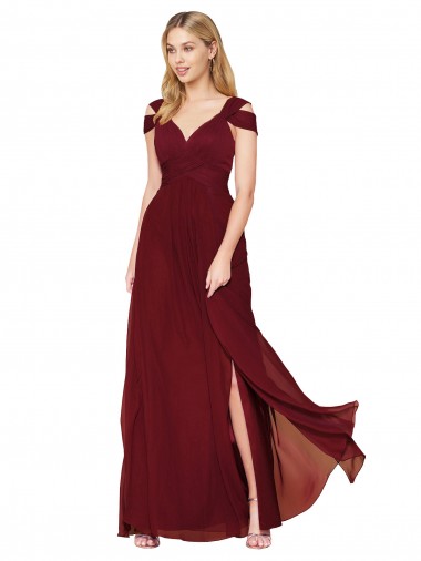 Online Chiffon Long Sweetheart Burgundy A-Line Formal Dress Canada