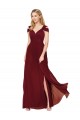 Chiffon Long Sweetheart Burgundy A-Line Formal Dress