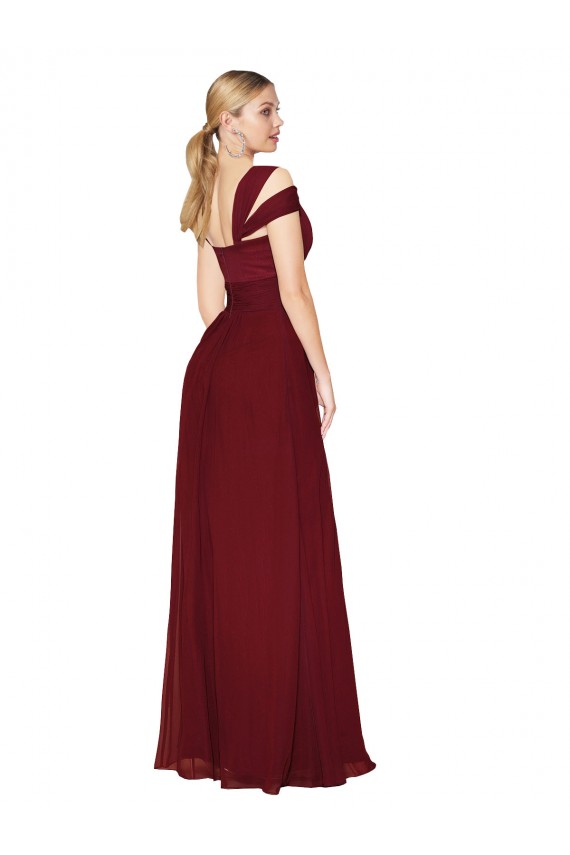 Chiffon Long Sweetheart Burgundy A-Line Formal Dress