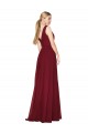 Chiffon V-Back Long V-Neck Burgundy A-Line Formal Dress
