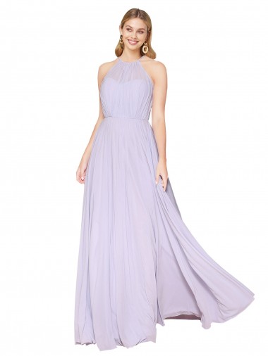 Online Chiffon Long Halter Neck A-Line Formal Dress Canada