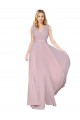 Chiffon V-Back Long V-Neck Primrose A-Line Formal Dress