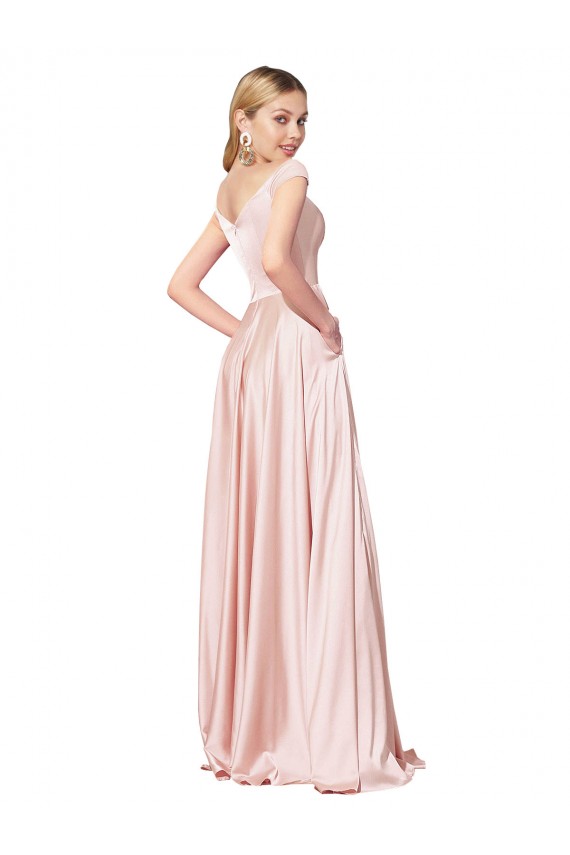 Satin Long Off the Shoulder A-Line Formal Dress