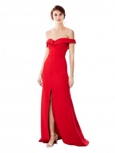 Online Stretch Crepe Long Off the Shoulder A-Line Formal Dress Canada