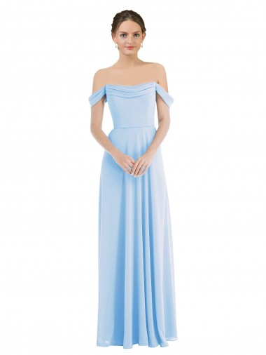 Online Chiffon Long Off the Shoulder Light Sky Blue A-Line Formal Dress Canada