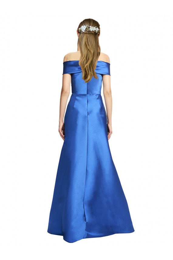 Satin Long Off the Shoulder A-Line Black Tie Formal Dress