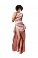 Silky Satin Open Back Long One Shoulder A-Line Formal Dress