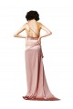 Silky Satin Open Back Long One Shoulder A-Line Formal Dress
