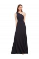 Stretch Crepe Long One Shoulder Dark Navy A-Line Formal Dress