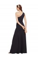 Stretch Crepe Long One Shoulder Dark Navy A-Line Formal Dress