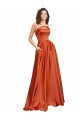 Silky Satin Low Back Sweep Train Round Neck A-Line Formal Dress