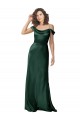 Stretch Satin V-Back Long Off the Shoulder A-Line Formal Dress