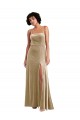Stretch Velvet Low Back Long Square Neck A-Line Formal Dress