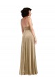 Stretch Velvet Low Back Long Square Neck A-Line Formal Dress