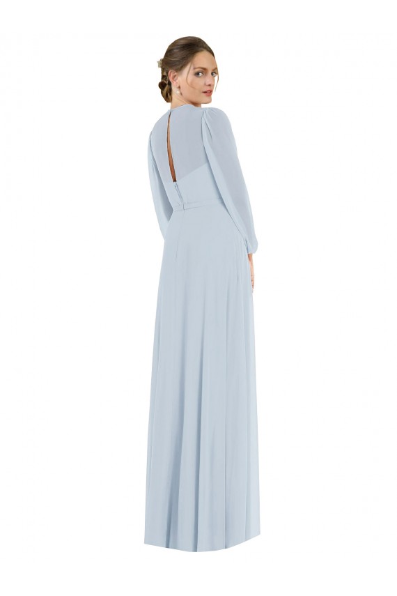 Chiffon Keyhole Back Long Strapless A-Line Formal Dress