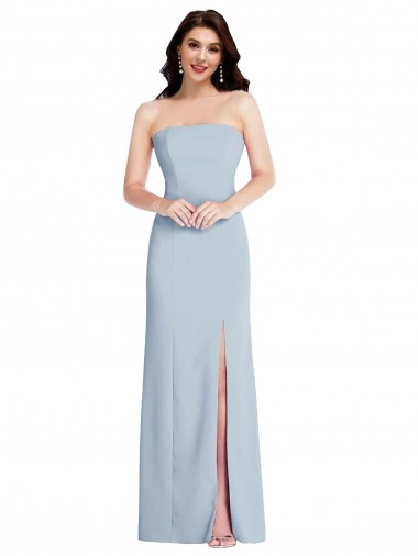 Online Stretch Crepe Low Back Long Strapless Light Sky Blue A-Line Formal Dress Canada