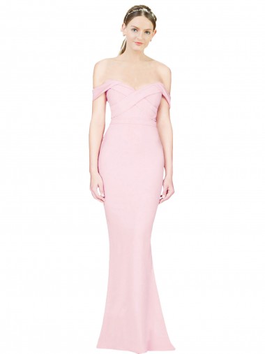 Online Stretch Crepe Low Back Long Strapless Pink A-Line Formal Dress Canada