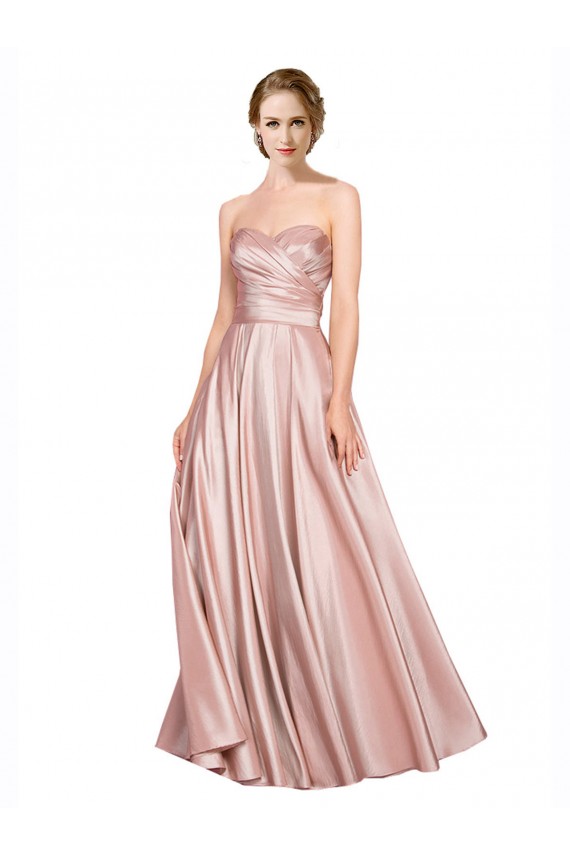Stretch Satin Low Back Long Sweetheart A-Line Black Tie Formal Dress