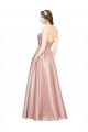 Stretch Satin Low Back Long Sweetheart A-Line Black Tie Formal Dress