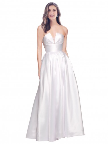 Online Stretch Satin Low Back Long Strapless A-Line Formal Dress Canada