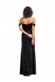 Stretch Velvet Long Off the Shoulder Black A-Line Formal Dress