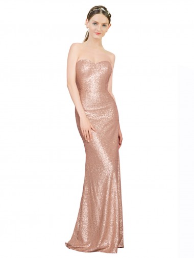 Online Sequin Low Back Long Sweetheart A-Line Formal Dress Canada