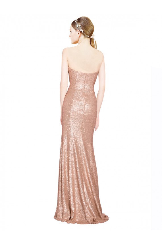 Sequin Low Back Long Sweetheart A-Line Formal Dress