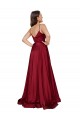 Silky Satin Low Back Long Spaghetti Straps A-Line Black Tie Formal Gowns