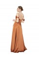 Silky Satin Low Back Long Spaghetti Straps Orange A-Line Formal Dress