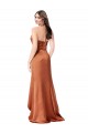 Silky Satin Low Back Long Spaghetti Straps A-Line High Low Formal Dress