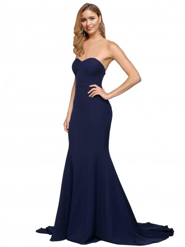 Online Stretch Crepe Low Back Sweep Train Sweetheart A-Line Formal Dress Canada