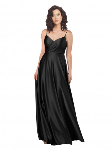 Online Silky Satin Low Back Long V-Neck A-Line Formal Dress Canada