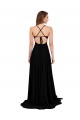 Spandex Open Back Long V-Neck A-Line Black Tie Formal Dress