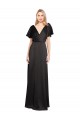 Stretch Satin Open Back Long V-Neck A-Line Formal Dress