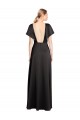 Stretch Satin Open Back Long V-Neck A-Line Formal Dress