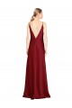 Stretch Satin V-Back Long V-Neck A-Line Black Tie Formal Dress