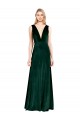 Stretch Velvet V-Back Long V-Neck A-Line Formal Dresses
