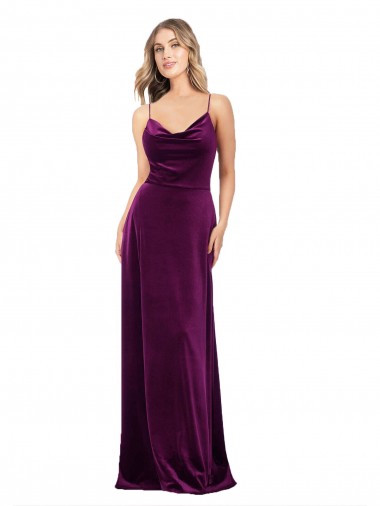 Online Stretch Velvet Criss Cross Back Long Scoop Neck A-Line Formal Dress Canada