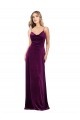 Stretch Velvet Criss Cross Back Long Scoop Neck A-Line Formal Dress