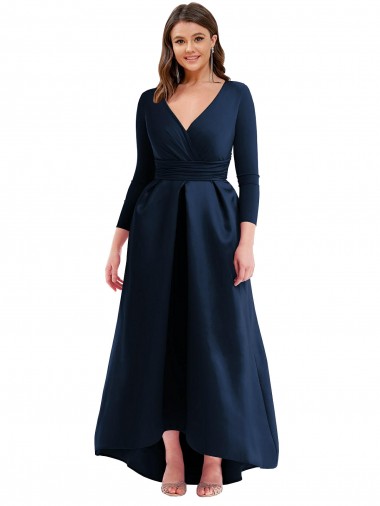 Online Spandex Long V-Neck Ball Dress High Low Plus Size Formal Dress Canada