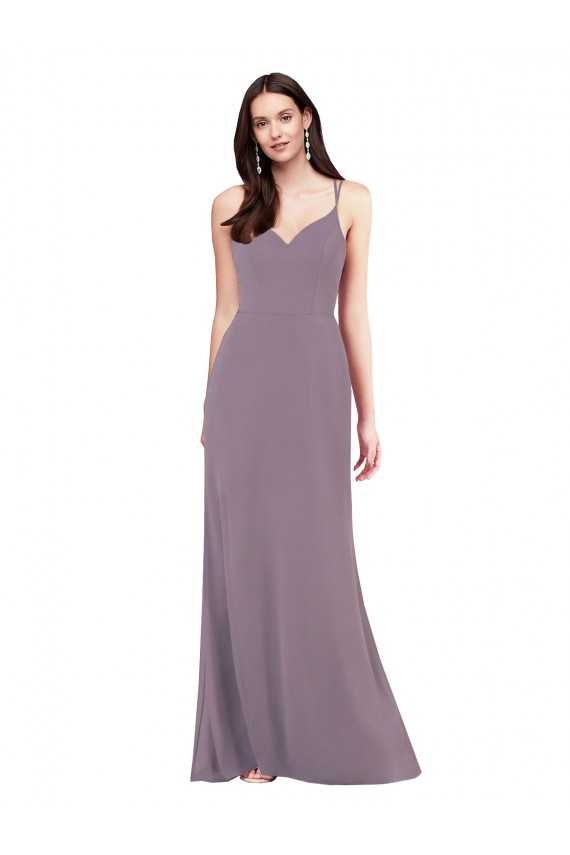 Chiffon Criss Cross Open Back Long Sweetheart Column Formal Dress
