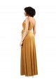 Stretch Velvet V-Back Long V-Neck Column Black Tie Formal Dress
