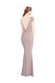 Stretch Crepe Tie Back Long Boat Neck Mermaid Formal Dress