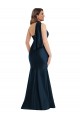 Silky Satin Long One Shoulder Dark Navy Mermaid Formal Plus Size Formal Dress