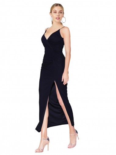 Online Chiffon V-Back Knee Length V-Neck Mermaid Formal Dress Canada