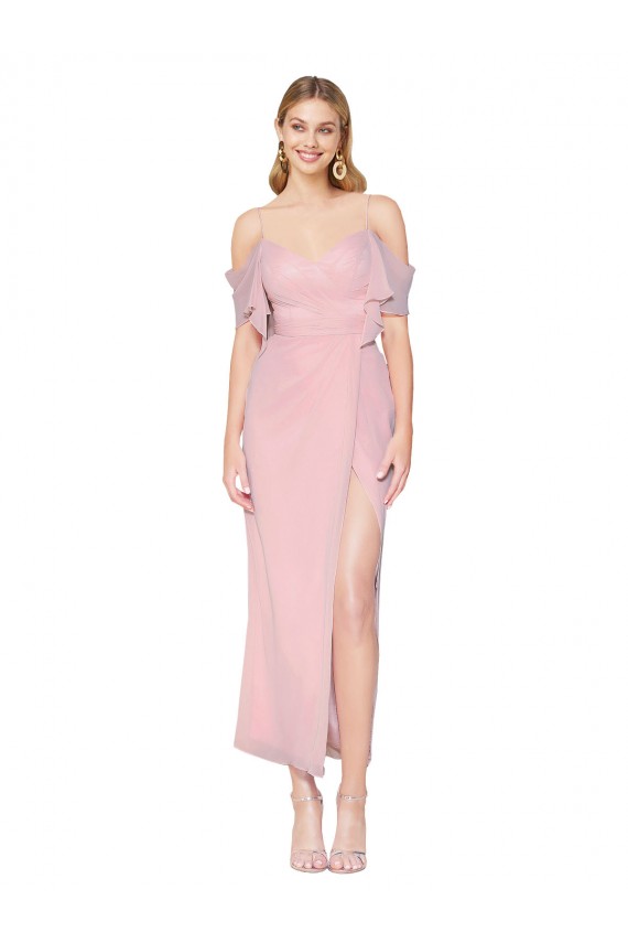 Chiffon Knee Length Off the Shoulder Mermaid Formal Dress