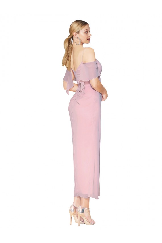 Chiffon Knee Length Off the Shoulder Mermaid Formal Dress